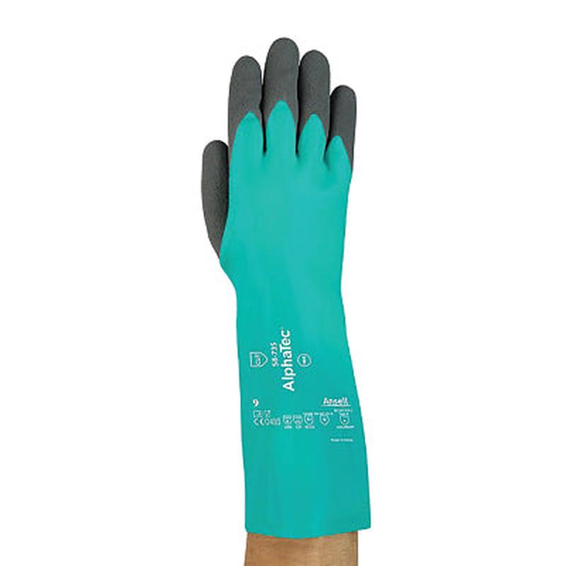 Ansell 58735080 AlphaTec 58-735 Cut and Chemical Resistant Gloves, Size 8, Green, 72 PR/CA